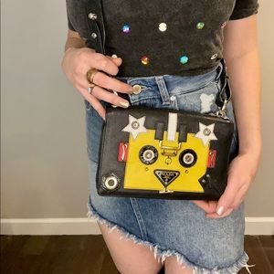 Prada Robot Flap Black Leather Shoulder Bag